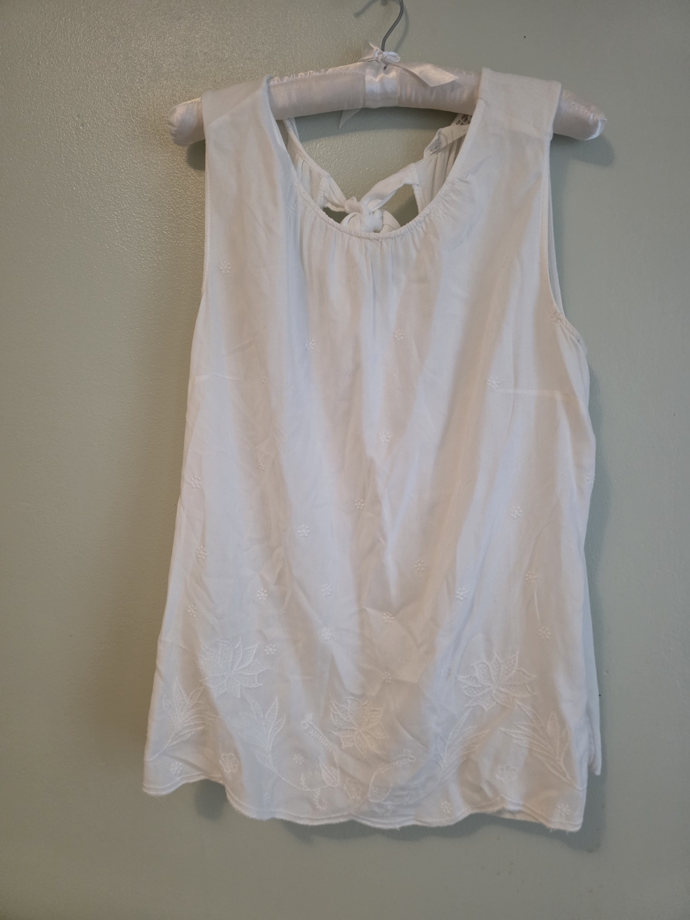 Fat Face White Embroidered Sleeveless Tie-Back Tank